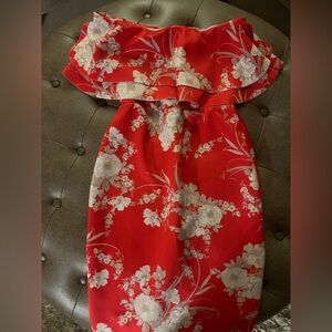 ASOS Red Floral Midi Dress